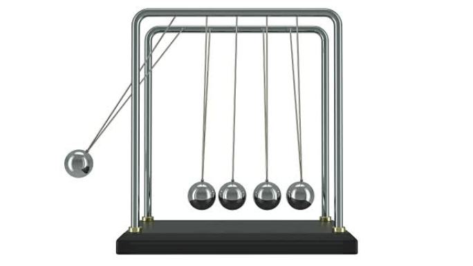钟摆，牛顿运动中的摇篮。3D渲染