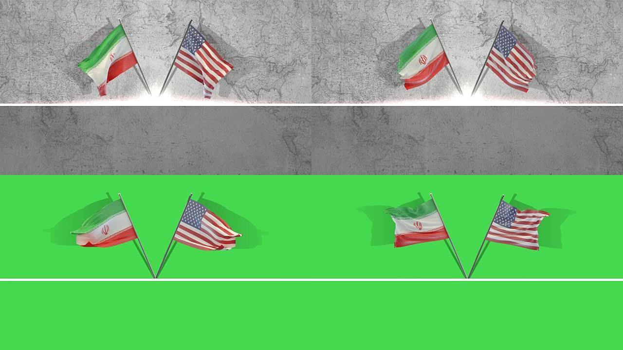 美国和伊朗国旗