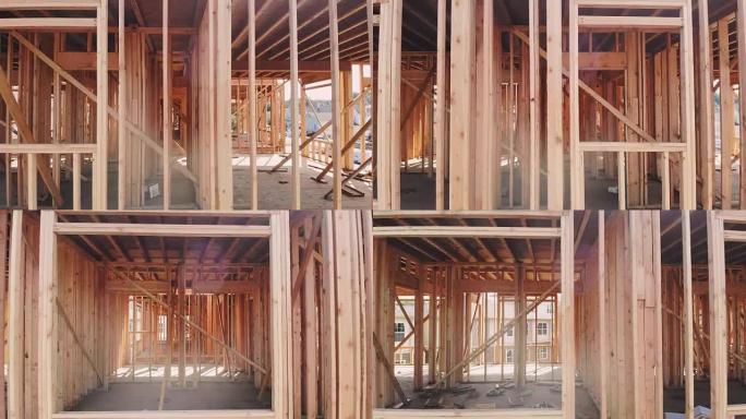 新物业开发中的建筑结构，木框架和梁结构
