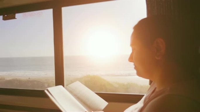 女人在火车上看书4K