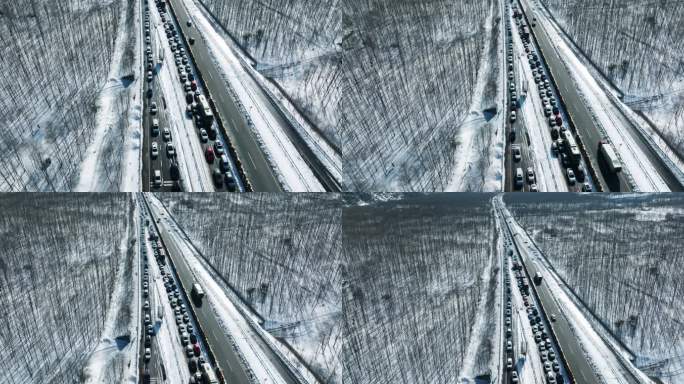 冬季大雪造成京昆高速雅西段公路堵车
