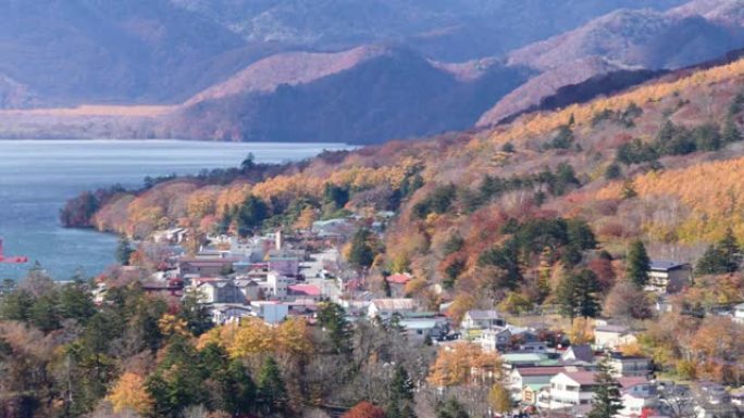 日本Akechidaira高原观测区中禅寺湖及村日光