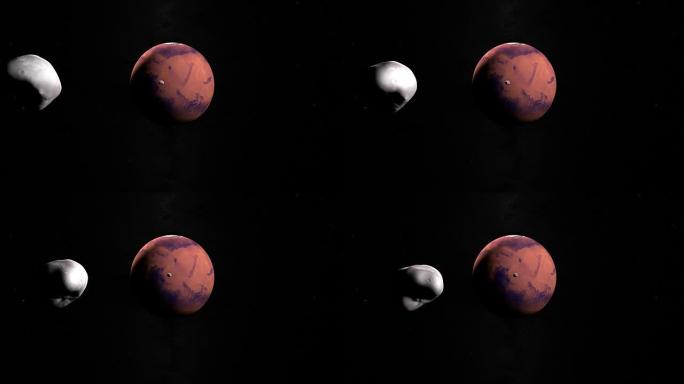 卫星火星火卫一和火卫二围绕火星行星运行