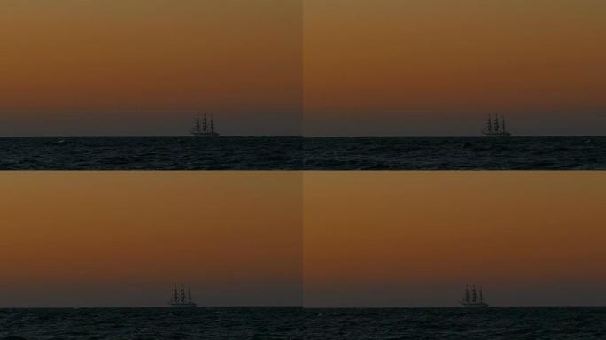 旅行背景-日落时的高船