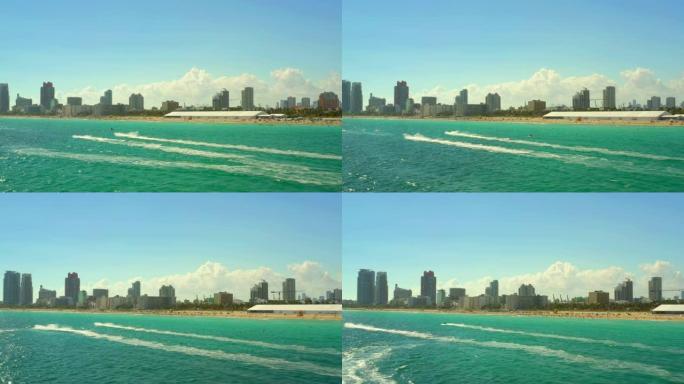 迈阿密海滩的海浪奔跑者的航拍