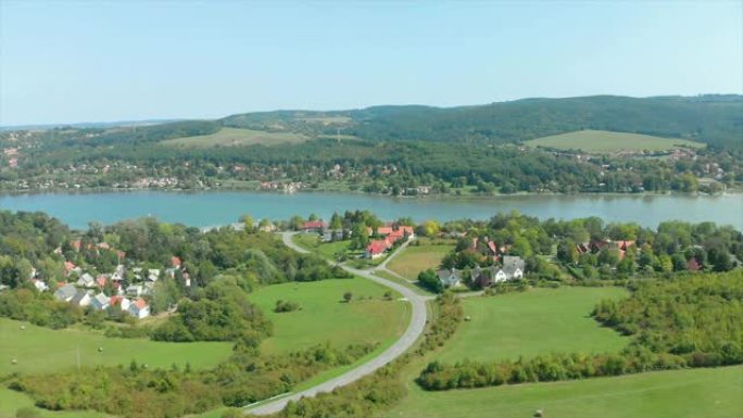 来自匈牙利小村庄Orfu附近的匈牙利景观的无人机航拍画面