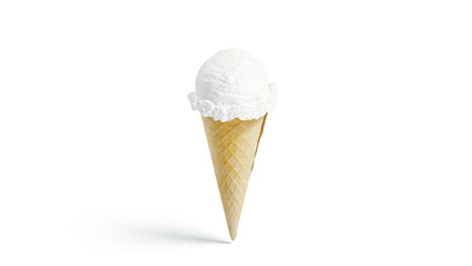 空白白色冰淇淋蛋卷模型，孤立，循环旋转