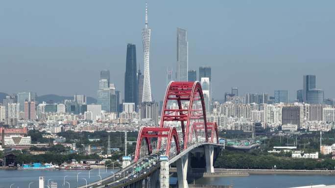 广州番禺新光快速新光大桥航拍珠江新城