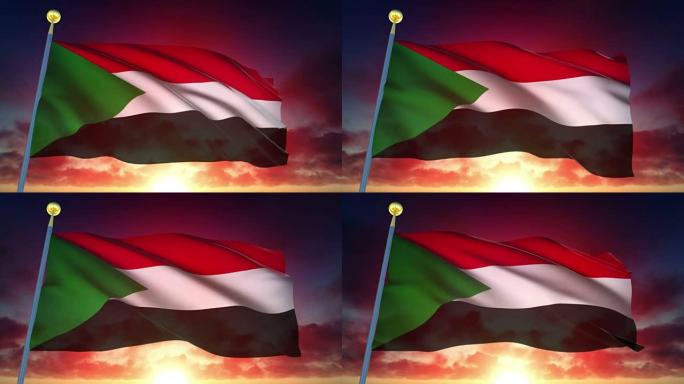 4k高度详细的苏丹旗可循环