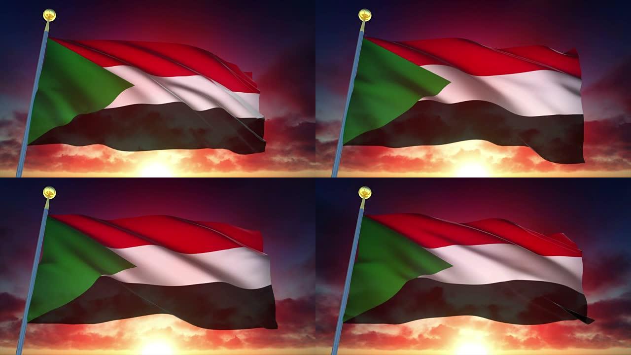 4k高度详细的苏丹旗可循环