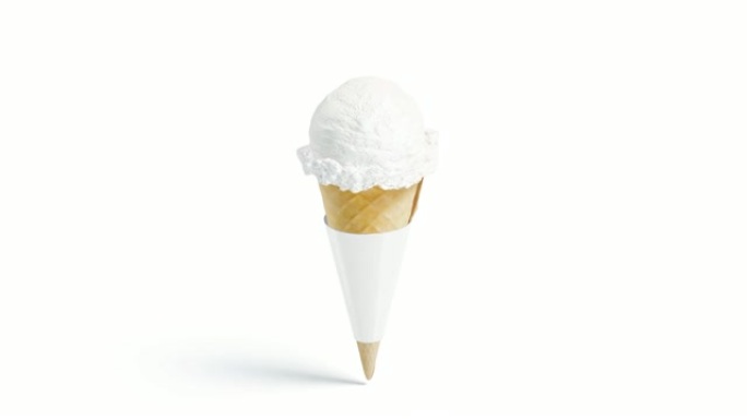 空白白色冰淇淋蛋卷包装模型，循环旋转