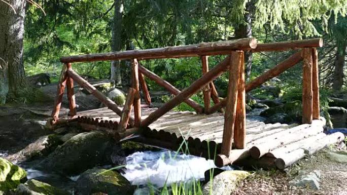 保加利亚索非亚附近的维托沙自然公园。金桥地区。水流和木桥景观。