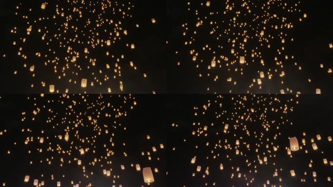 泰国清迈Loy kathong节的浮动天灯。