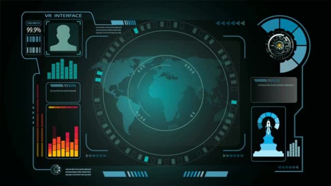 人脸检测AI技术的未来，HUD UI。人脸扫描的概念。