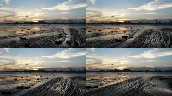 香港北泥滩与深圳中国天际线