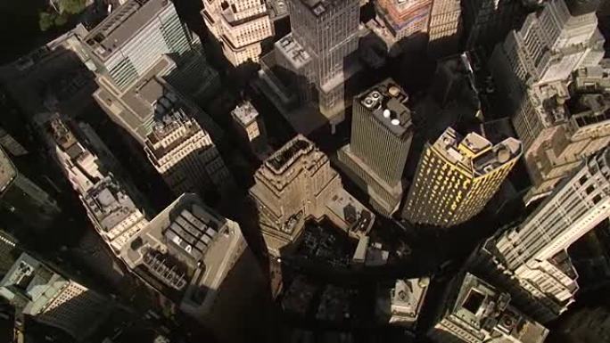 美国纽约曼哈顿市中心-金融区鸟瞰图