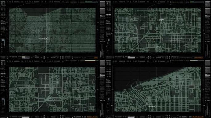 未来平视显示器数字城市地图