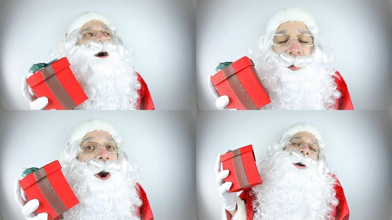 圣诞老人说HoHoHo的鱼眼视频剪辑