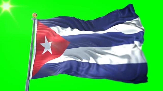 古巴国旗无缝循环3D渲染视频。美丽的纺织布织物环摆动