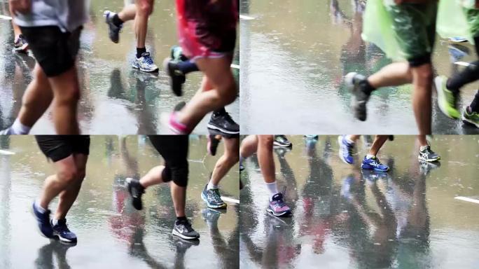 雨中的跑步者