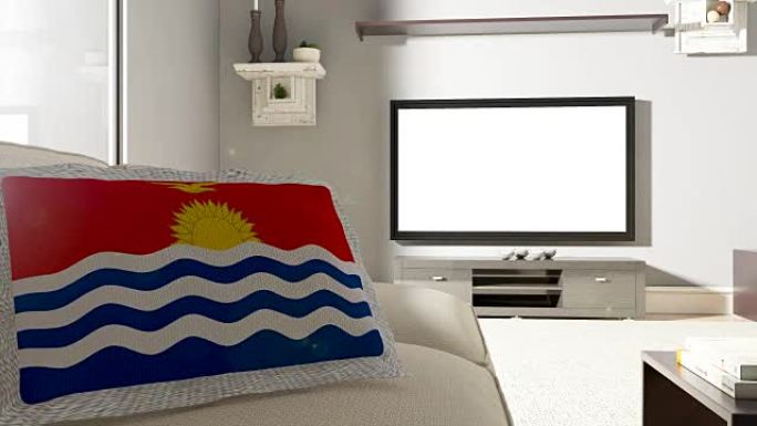 带基里巴斯国旗的沙发和电视