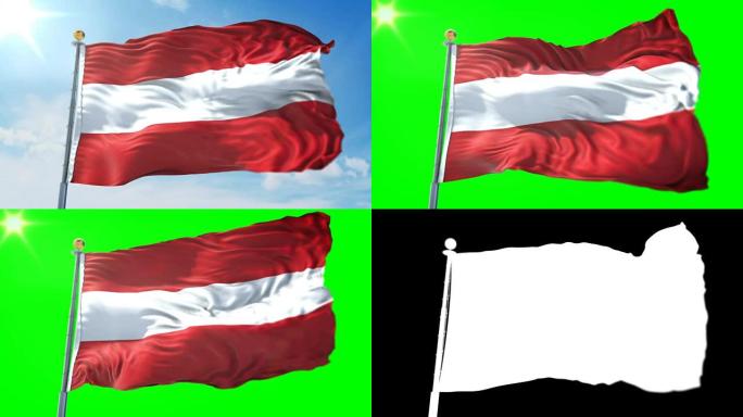 奥地利国旗无缝循环3D渲染视频。美丽的纺织布织物环摆动