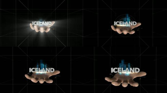 Hand揭示全息图-冰岛