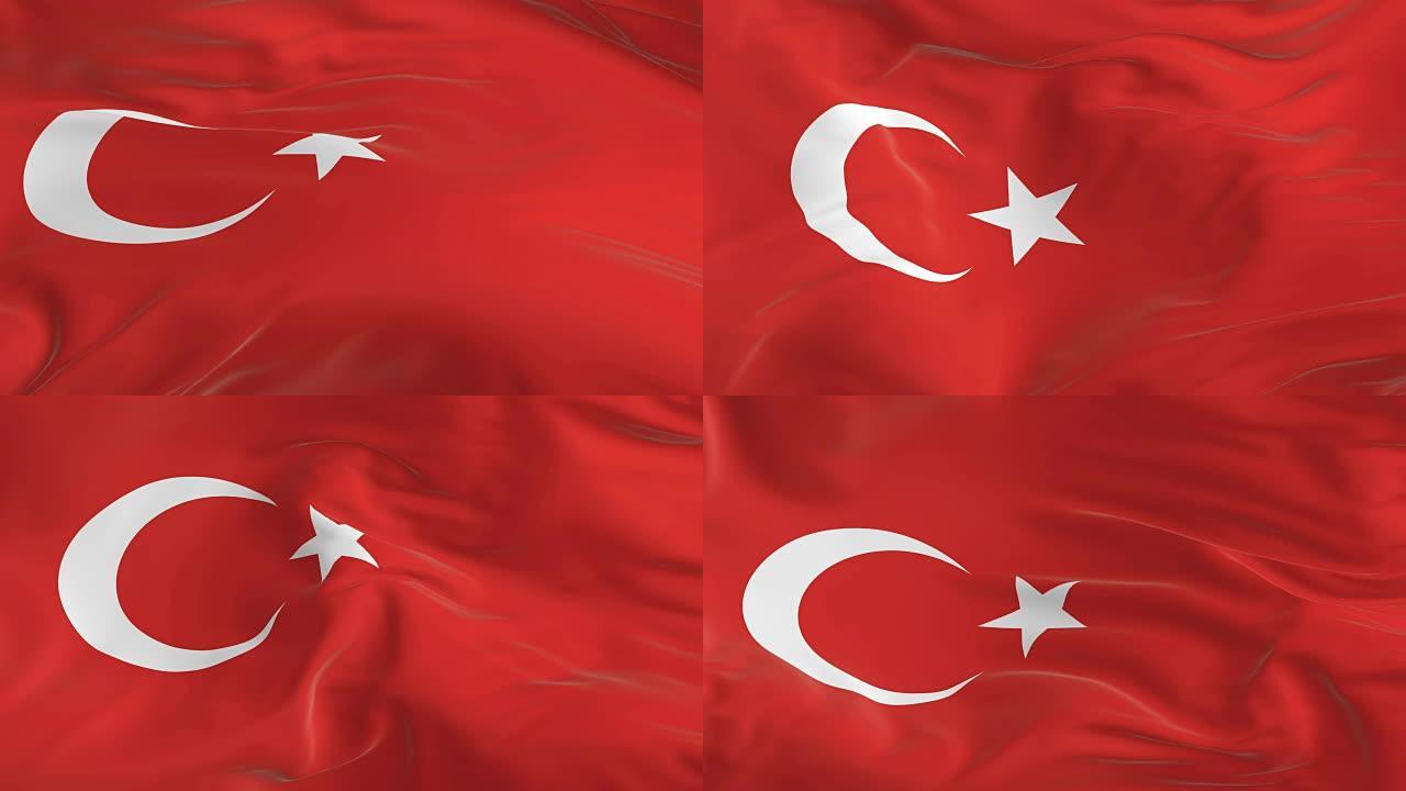 挥舞着环形旗帜作为背景土耳其