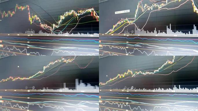 笔尖在显示器屏幕上显示投资分析图表