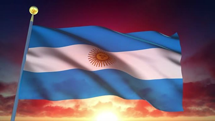 4k高度详细的阿根廷国旗可循环