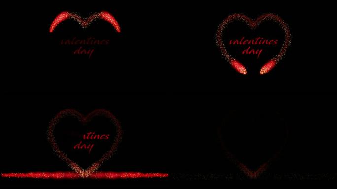 情人节黑色背景上的红色心形动画，4k视频