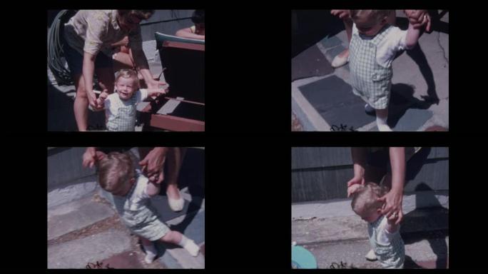 1971祖母教快乐男婴孙子如何走路