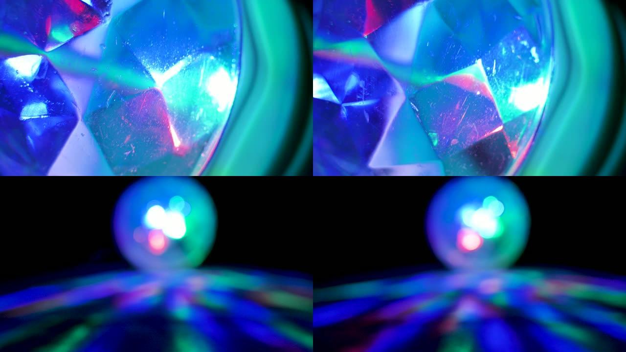 发光二极管/迪斯科球2英寸1。视频叠加的特写和模糊轮廓。