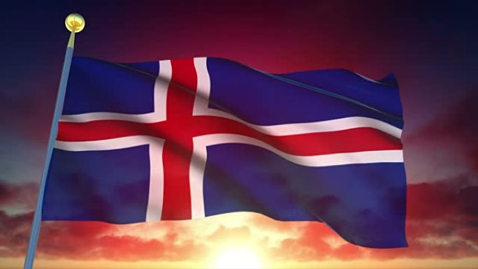 4k高度详细的冰岛国旗可循环