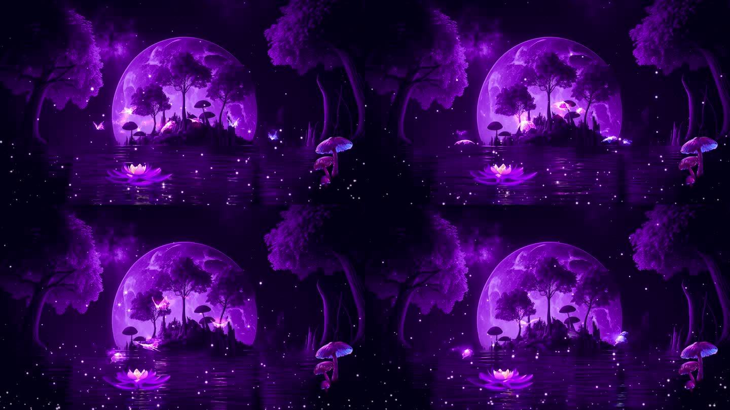 唯美紫色森林背景视频