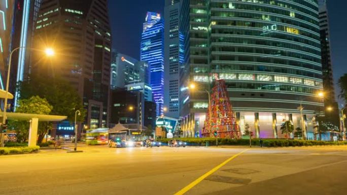 新加坡的彩色夜间交通，延时视频