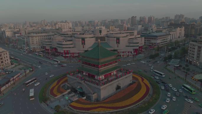 原创钟楼鼓楼4k航拍