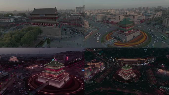 原创钟楼鼓楼4k航拍