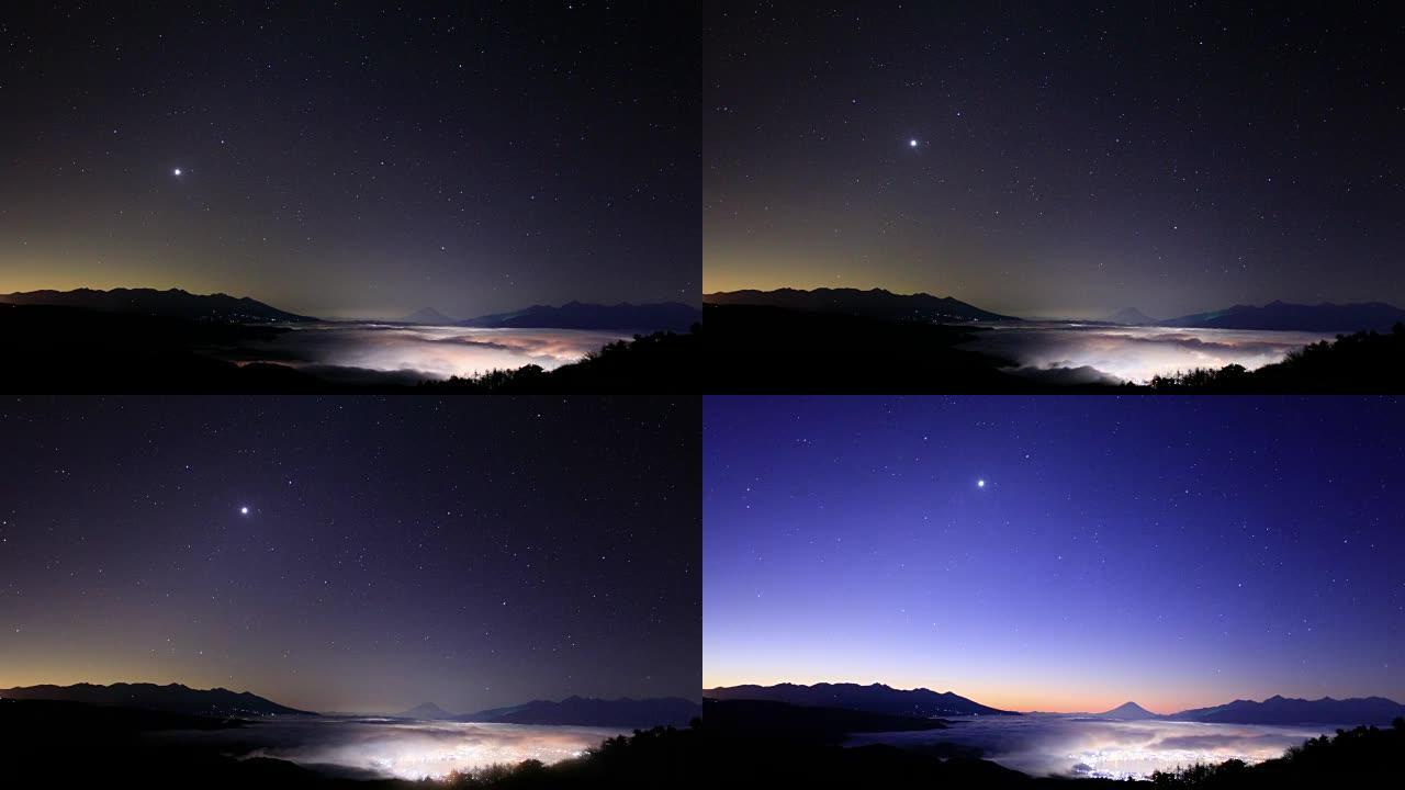 塔卡博奇高原富士山夜景的延时
