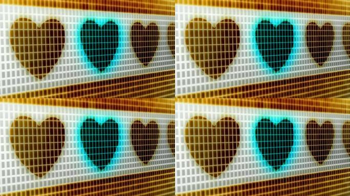 屏幕上的心脏图标。4k分辨率。循环。