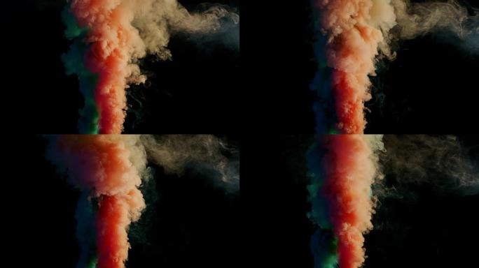 黑暗背景上的彩色烟雾