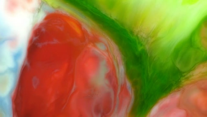 红绿蓝流抽象食物颜色墨水移动或流动背景