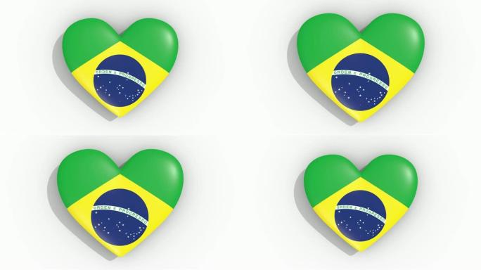 巴西国旗颜色的心脏，脉冲，循环