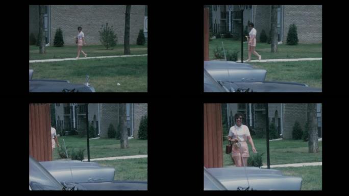 1972妇女吸烟走到相机