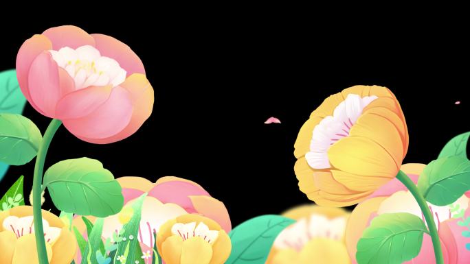 花海通道视频卡通花朵花草花瓣背景