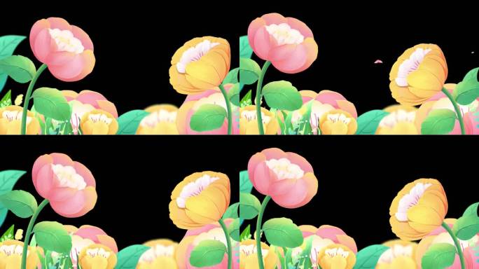 花海通道视频卡通花朵花草花瓣背景