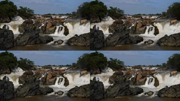 LD，李菲瀑布，老挝南部占巴萨克湄公河的李佩瀑布的Loas景观