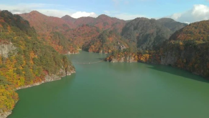 鸟瞰湖和秋叶，日光，to木，日本