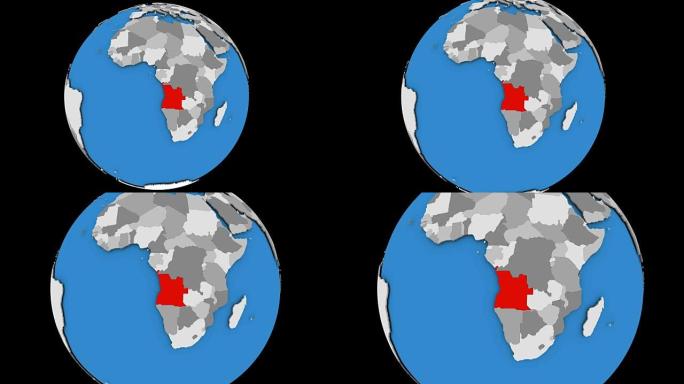 在政治地球上放大安哥拉