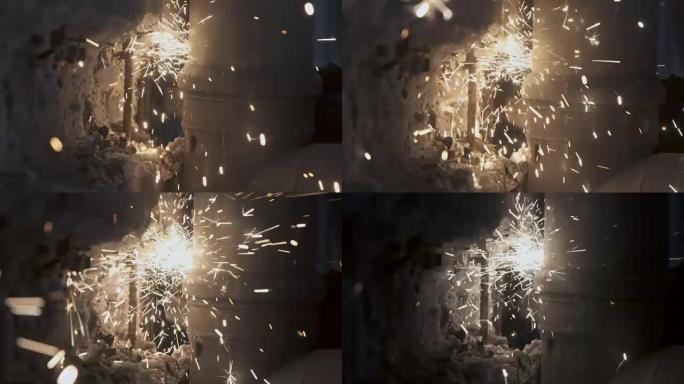 metal grinding sparks